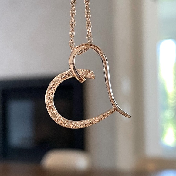 Sterling Silver Open Heart Pendant Necklace - Picture 4 of 5